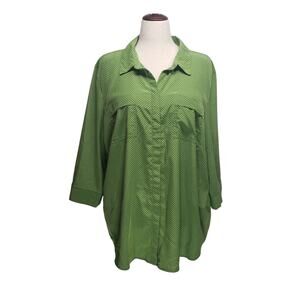Liz Claiborne Woman Green Polka Dot Blouse 3X Plus Size